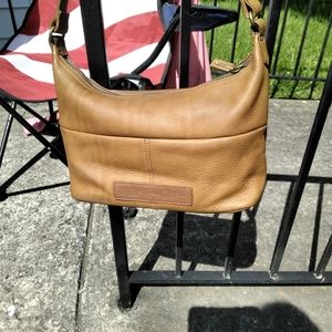 Vintage Fossil light brown genuine leather shoulder handbag 75082